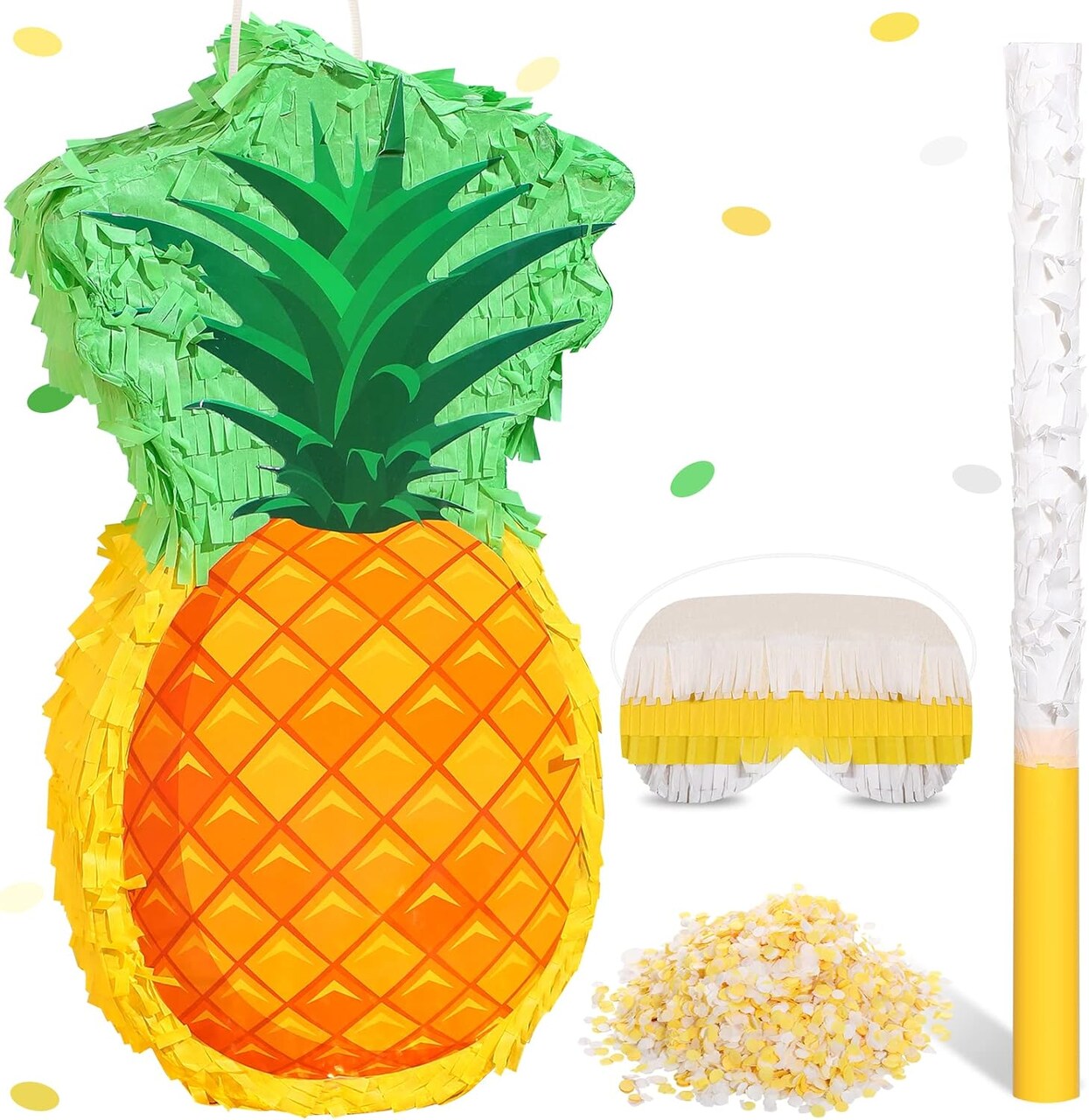 Fruit Pinata Summer Theme Includes Stick Blindfold Confetti Summer Fruit Theme Pinata Birthday Party Supplies for Birthday Party Carnival Beach Decor(Pineapple)